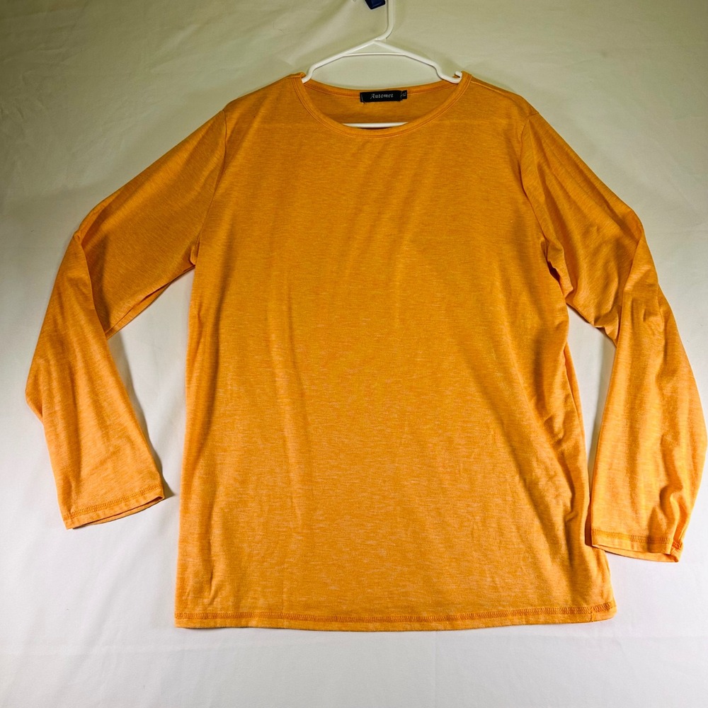 Automet Orange Long Sleeve T-shirt‎ Rayon Spandex Womens XL